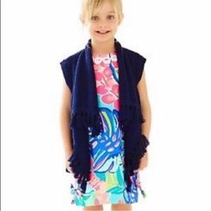 Lilly Pulitzer girls mini abbott vest nav tassels size small (4-5) GUC